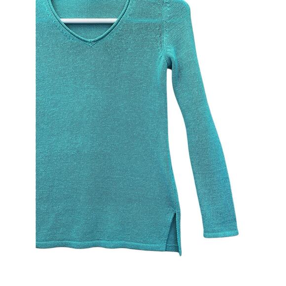 J. McLaughlin Sweater Women’s Blue V-Neck Open Knit Pullover Boho size XS - Picture 3 of 10